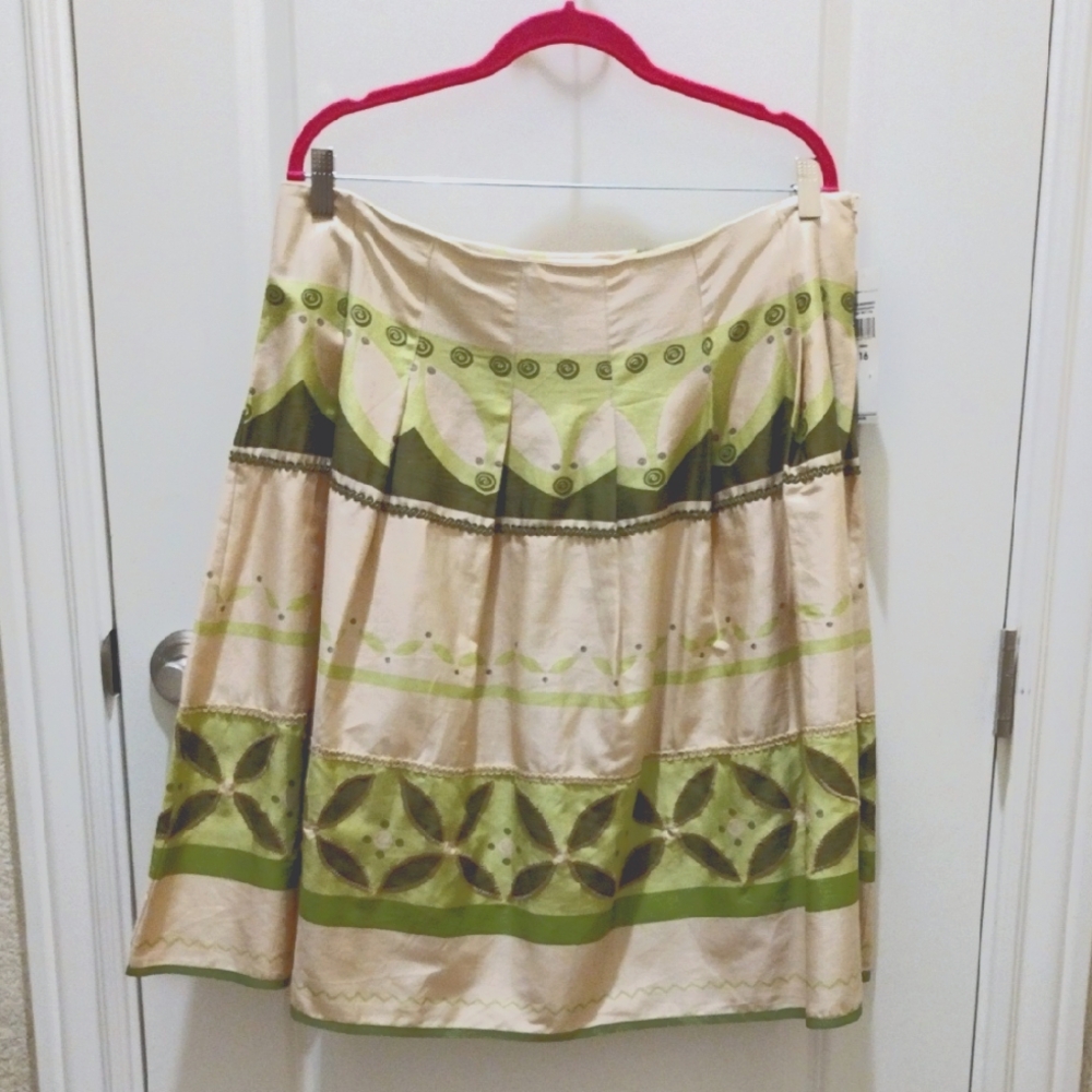 Vintage Norton McNaughton Full Pleated Skirt Cotton Poplin Sz 16 NWT